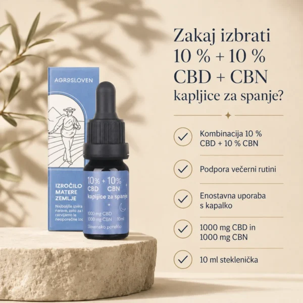 10 % CBN + 10 % CBD konopljine kapljice – sestava in lastnosti izdelka