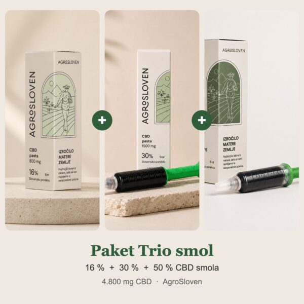 AgroSloven paket Trio smol: 16 %, 30 % in 50 % CBD smola